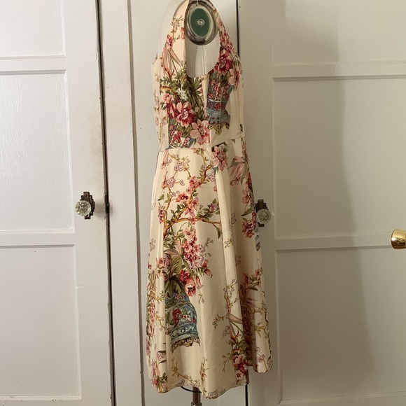 NWT SPENSER JEREMY Silk Chinoiserie Grand Millennial Print Dress Sz 14 - Picture 6 of 16